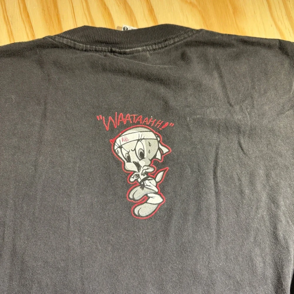 Otomix Mens Vintage Looney Tunes Tweety Bird Karate Graphic T-Shirt Black Size L